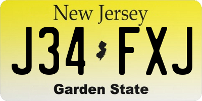 NJ license plate J34FXJ