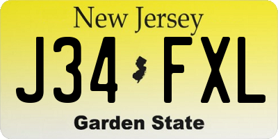 NJ license plate J34FXL