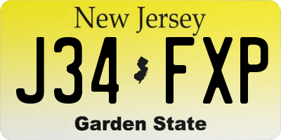 NJ license plate J34FXP