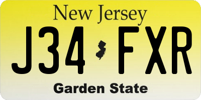 NJ license plate J34FXR