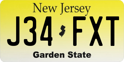 NJ license plate J34FXT