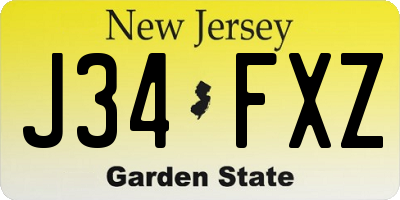 NJ license plate J34FXZ