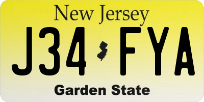 NJ license plate J34FYA