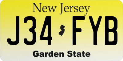 NJ license plate J34FYB