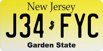 NJ license plate J34FYC