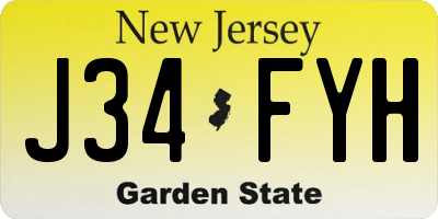 NJ license plate J34FYH