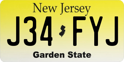 NJ license plate J34FYJ