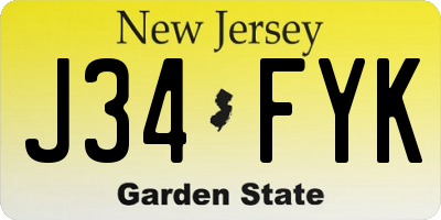 NJ license plate J34FYK