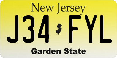 NJ license plate J34FYL