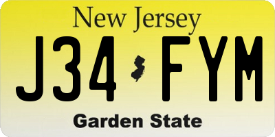 NJ license plate J34FYM