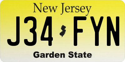 NJ license plate J34FYN