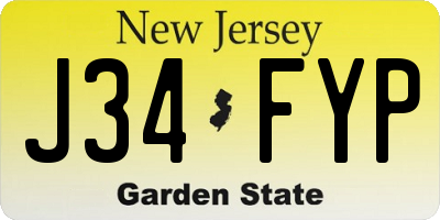 NJ license plate J34FYP