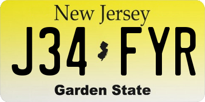 NJ license plate J34FYR