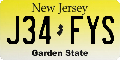 NJ license plate J34FYS