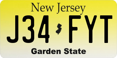 NJ license plate J34FYT