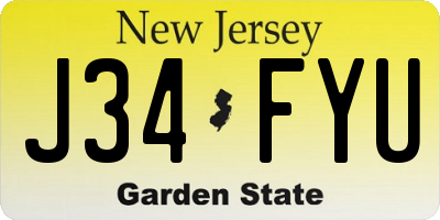 NJ license plate J34FYU