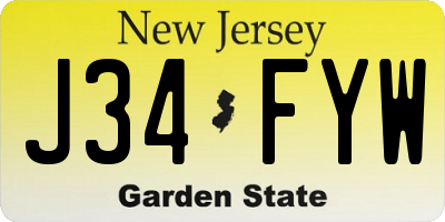 NJ license plate J34FYW