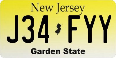 NJ license plate J34FYY