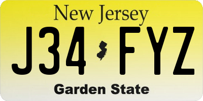 NJ license plate J34FYZ