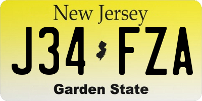 NJ license plate J34FZA