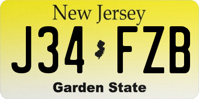 NJ license plate J34FZB