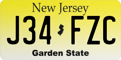 NJ license plate J34FZC