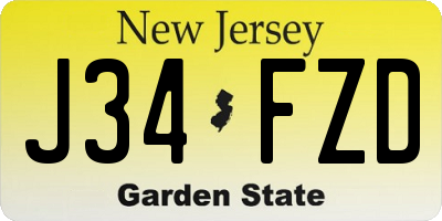 NJ license plate J34FZD