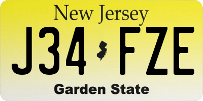 NJ license plate J34FZE