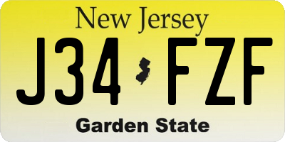 NJ license plate J34FZF