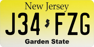 NJ license plate J34FZG