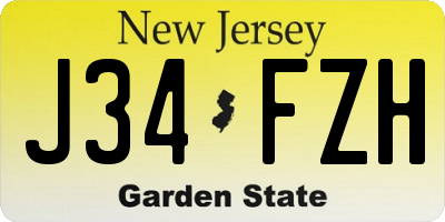 NJ license plate J34FZH