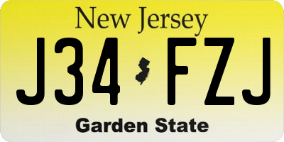 NJ license plate J34FZJ