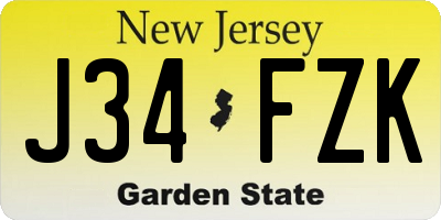 NJ license plate J34FZK