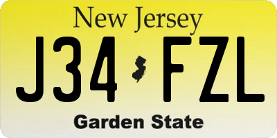 NJ license plate J34FZL