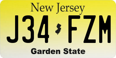 NJ license plate J34FZM