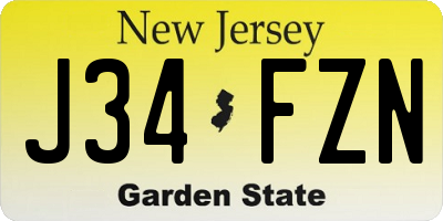 NJ license plate J34FZN