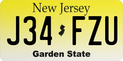 NJ license plate J34FZU