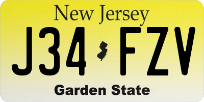 NJ license plate J34FZV