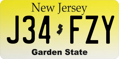 NJ license plate J34FZY