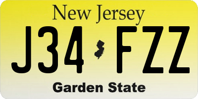 NJ license plate J34FZZ