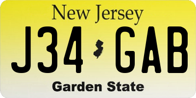 NJ license plate J34GAB