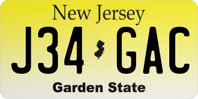 NJ license plate J34GAC