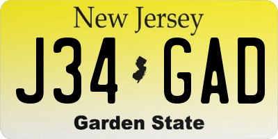 NJ license plate J34GAD