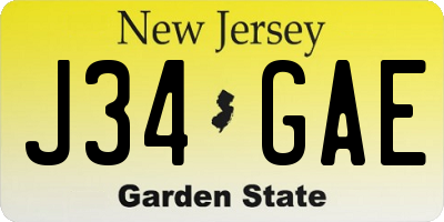 NJ license plate J34GAE