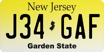 NJ license plate J34GAF