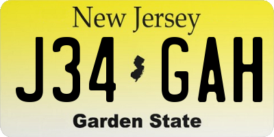 NJ license plate J34GAH