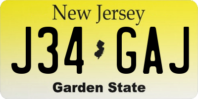 NJ license plate J34GAJ