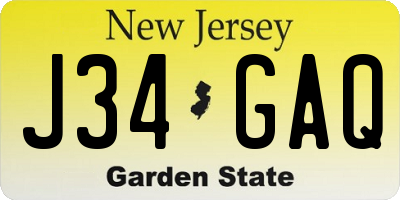 NJ license plate J34GAQ