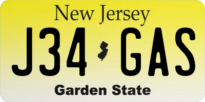 NJ license plate J34GAS