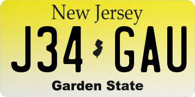 NJ license plate J34GAU